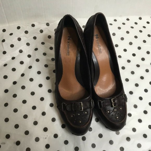 Nygard Collection Womens Leather Block Heel Pumps - Picture 8 of 12